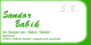 sandor babik business card